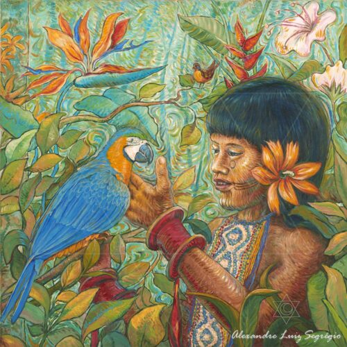 Menina Karajá - 2004 - acrílico sobre tela - 100 x 100 cm