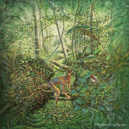 Banho do Curumim - 2001 - óleo sobre linho - 50 x 50 cm