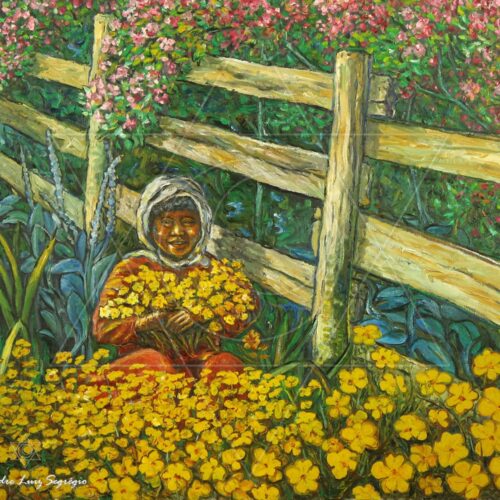 Colheita de Flores amarelas - 2004 - óleo sobre tela 60 x 50 cm